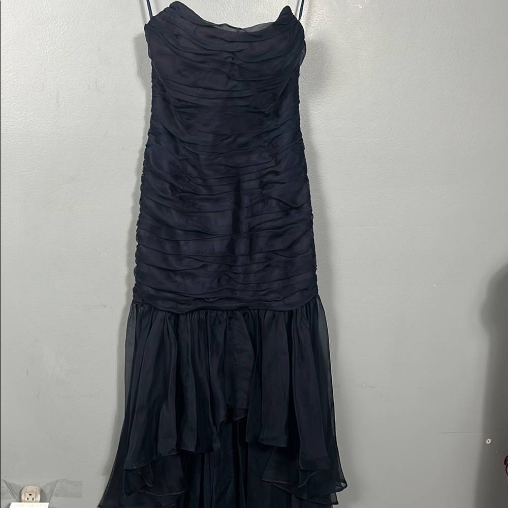 Vintage AJ Bar size 12 Navy Silk Elegant Evening Dress size 12